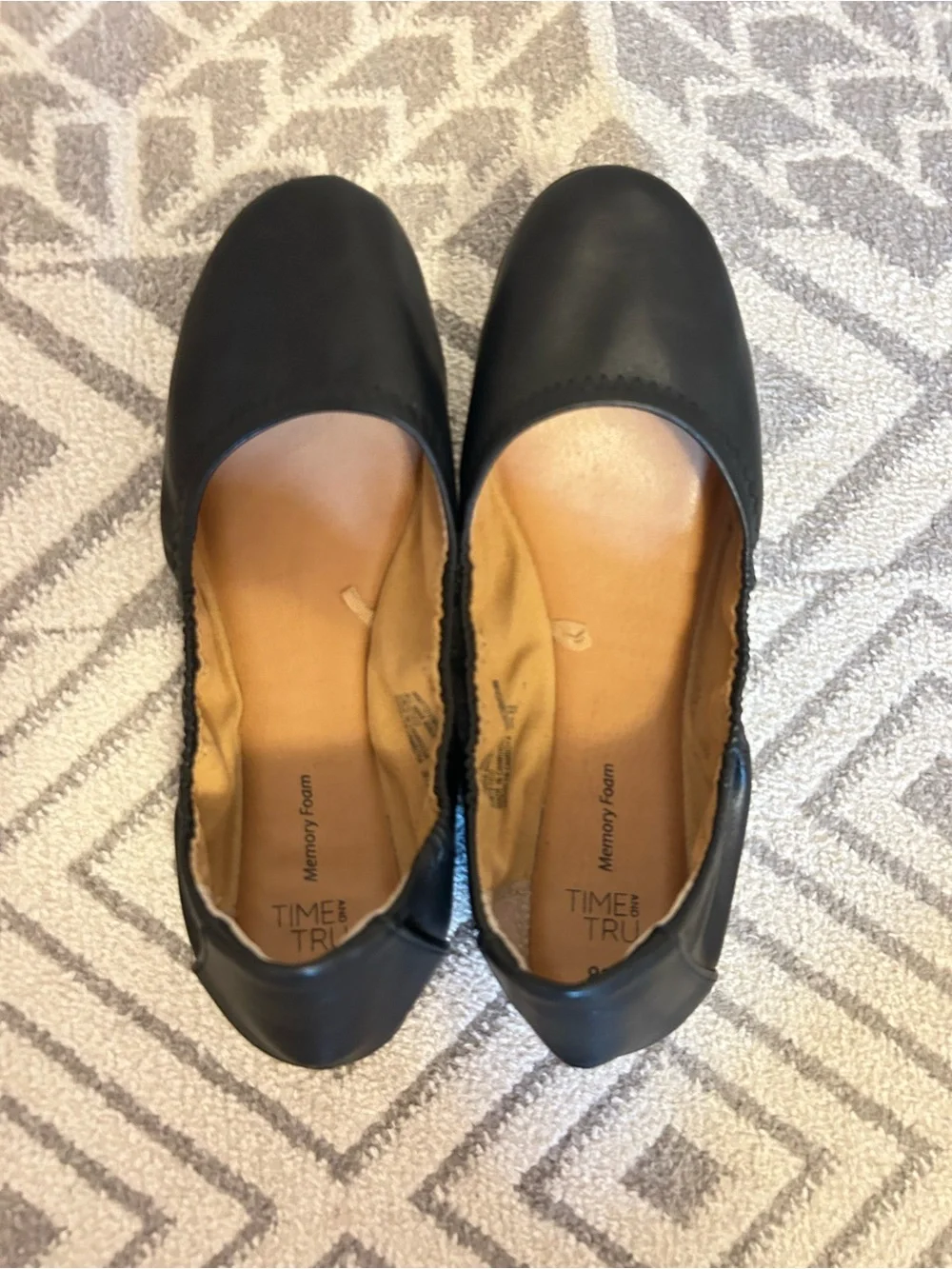 Time and Tru Black Slip-On Memory Foam Flats